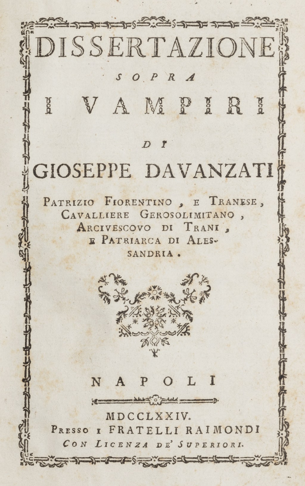 Strane sepolture in Italia: Il Mito del Vampiro e la città di Trani&nbsp;(Puglia)